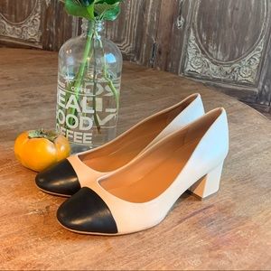 Bryn Cap-Toe Leather Block Heels